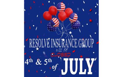 Resolve Insurance Group will be closed for the Fourth of July